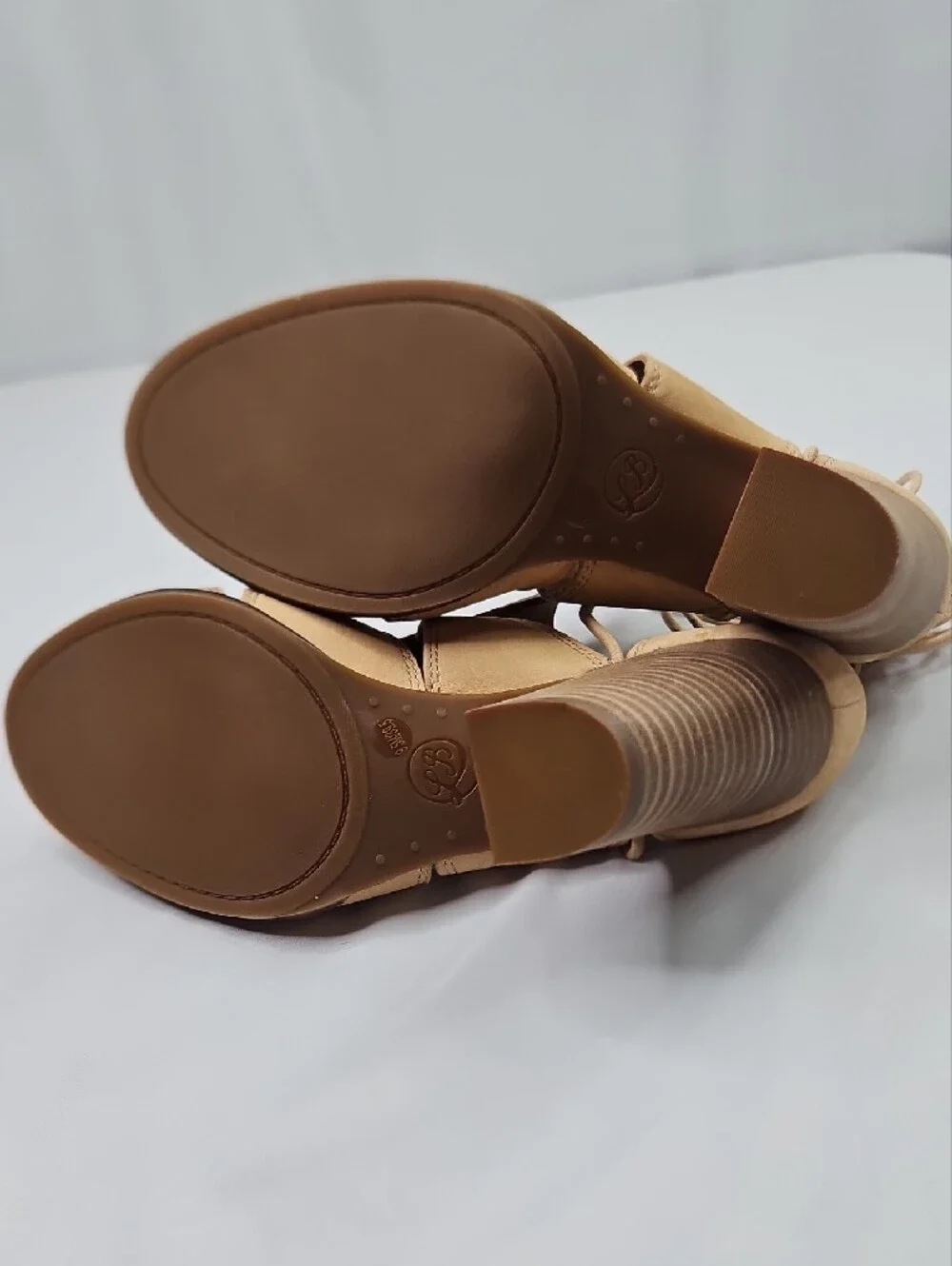 Lucky Brand Women's Tan Suede Lace Up Heels Sandals Size 9.5